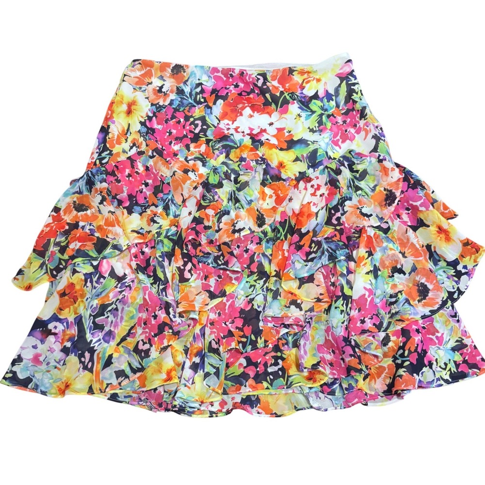 Lauren Ralph Lauren Assymetrical Tiered Skirt BloomCore FlowerCore Sz Boho 10